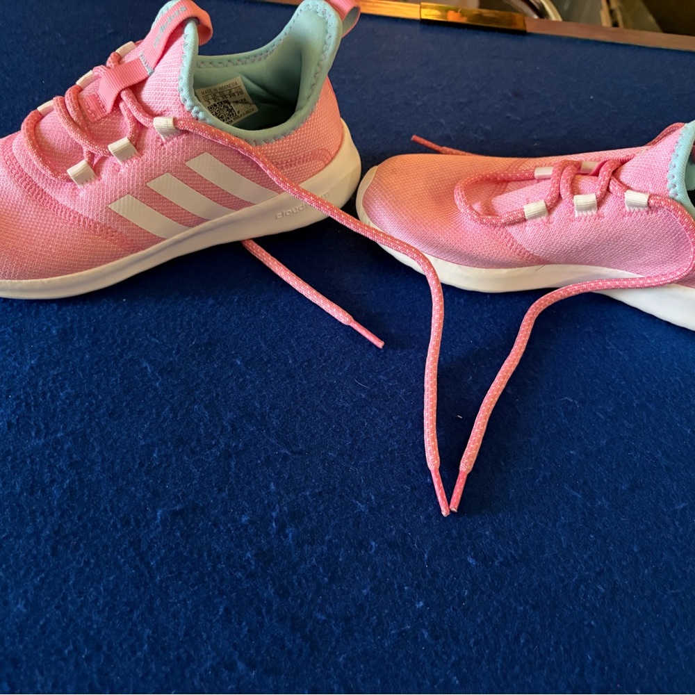 adidas Kids Pink Athletic Sneakers with White Stripes